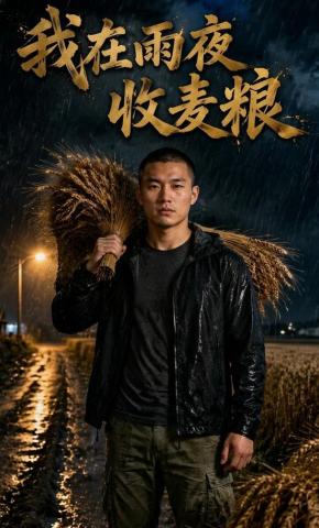 短剧《我在雨夜收麦粮》海报