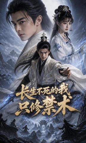 短剧《长生不死的我，只修禁术！》海报