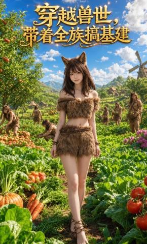 短剧《穿越兽世，带着全族搞基建》海报