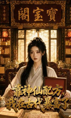 短剧《靠神仙配方，我在古代暴富了》海报