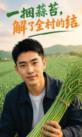 短剧《一捆蒜苔，解了全村的结》海报