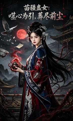 短剧《苗疆蛊女：噬心为引，葬尽前尘》海报