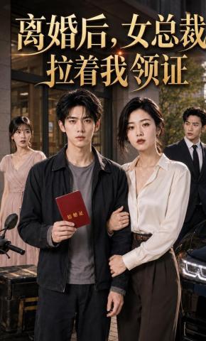 短剧《离婚后，女总裁拉着我领证》海报