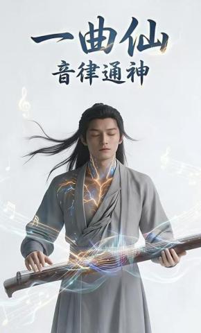 短剧《一曲仙：音律通神》海报