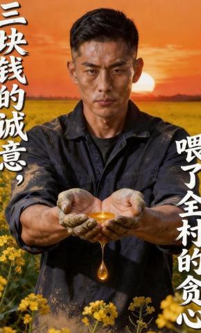 短剧《三块钱的诚意，喂了全村的贪心》海报