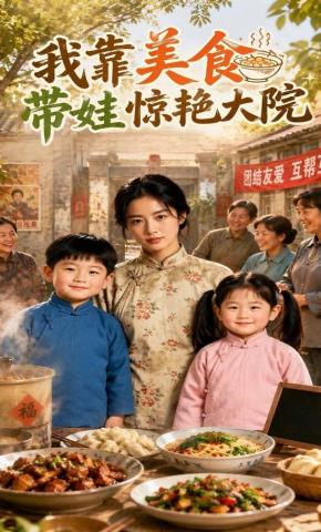 短剧《我靠美食带娃惊艳大院》海报