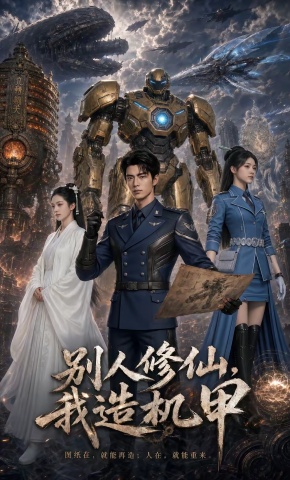 短剧《别人修仙，我造机甲》海报