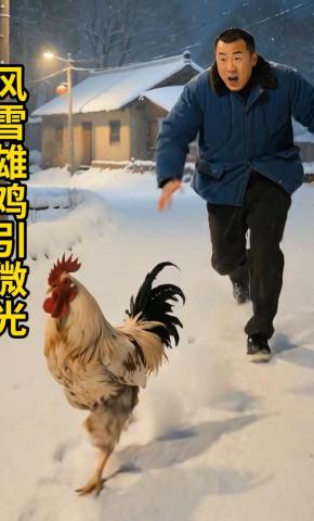 短剧《风雪雄鸡引微光》海报