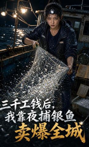 短剧《三千工钱后，我靠夜捕银鱼卖爆全城》海报