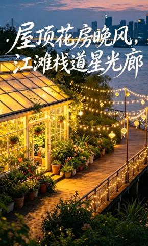 短剧《屋顶花房晚风，江滩栈道星光廊》海报