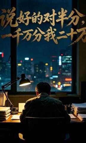 短剧《说好的对半分，一千万分我二十万》海报
