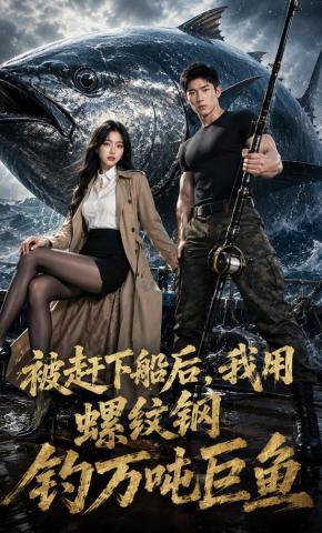 短剧《被赶下船后，我用螺纹钢钓万吨巨鱼》海报
