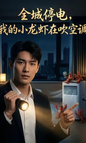 短剧全城停电，我的小龙虾在吹空调海报