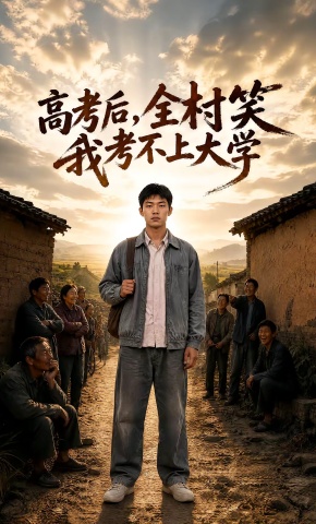 短剧《高考后，全村笑我考不上大学》海报