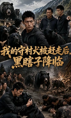 短剧《我的守村犬被赶走后，黑瞎子降临》海报
