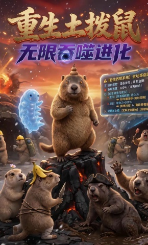 短剧《重生土拨鼠：无限吞噬进化》海报