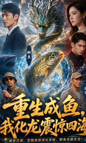 短剧《重生成鱼，我化龙震惊四海》海报