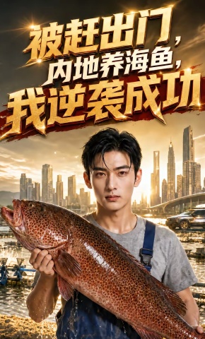短剧《被赶出门，内地养海鱼，我逆袭成功》海报