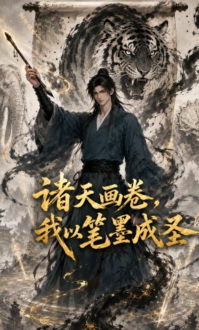 短剧《诸天画卷，我以笔墨入圣》海报