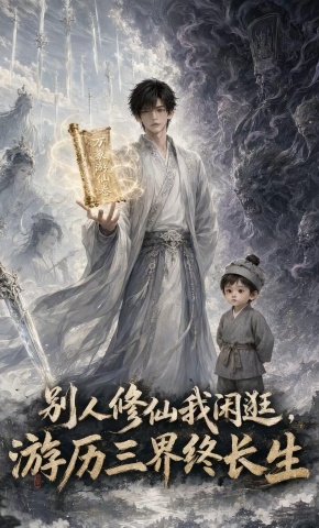 短剧《别人修仙我闲逛，游历三界终长生》海报