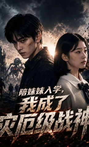 短剧《陪妹妹入学，我成了灾厄级战神》海报