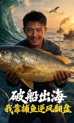 短剧《破船出海：我靠捕鱼逆风翻盘》海报