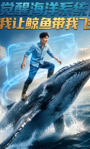 短剧《觉醒海洋系统，我让鲸鱼带我飞》海报