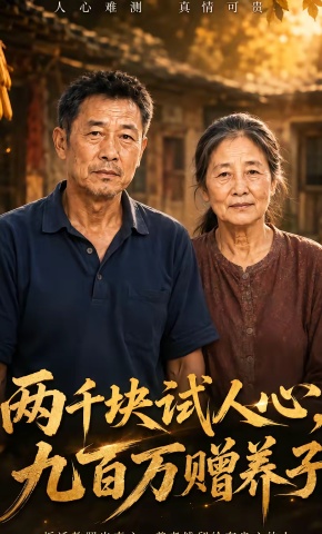短剧《两千块试人心，九百万赠养子》海报