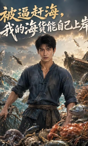 短剧《被逼赶海，我的海货能自己上岸》海报