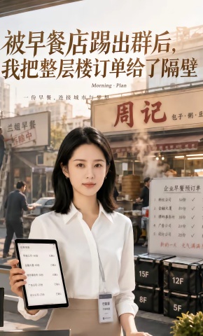 短剧《被早餐店踢出群后，我把整层楼订单给了隔壁》海报