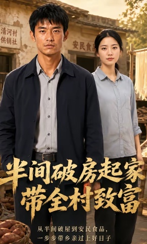 短剧《半间破房起家，带全村致富》海报