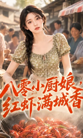 短剧《八零小厨娘，红虾满城香》海报