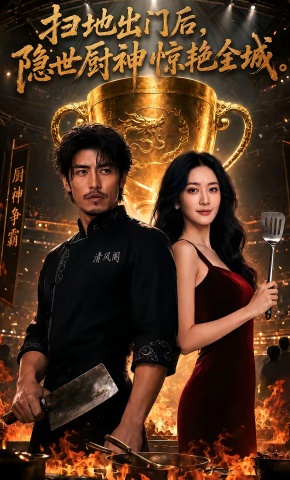 短剧《扫地出门后，隐世厨神惊艳全城》海报