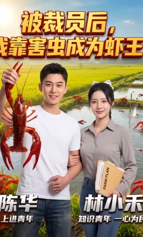 短剧《被裁员后，我靠害虫成为虾王》海报