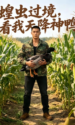 短剧《蝗虫过境，看我天降神鸭》海报