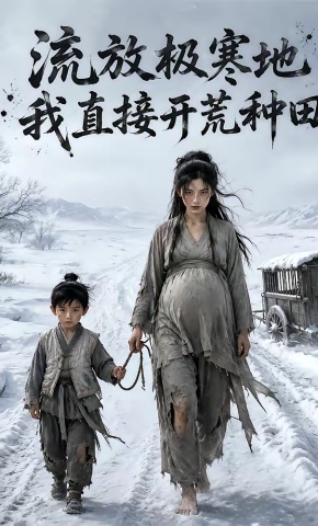 短剧《流放极寒地，我直接开荒种田》海报