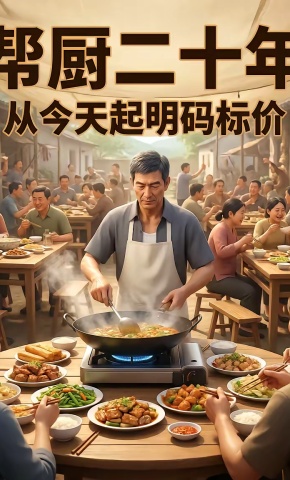 短剧《帮厨二十年，从今天起明码标价》海报