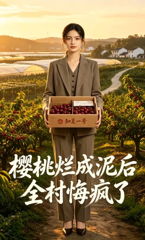 短剧《樱桃烂成泥后，全村悔疯了》海报