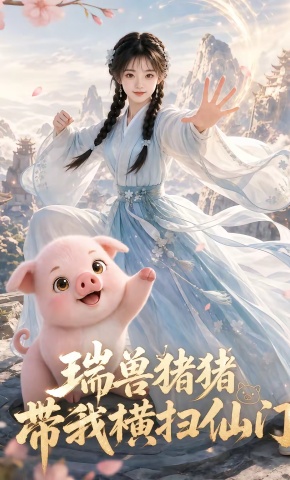 短剧《瑞兽猪猪，带我横扫仙门》海报