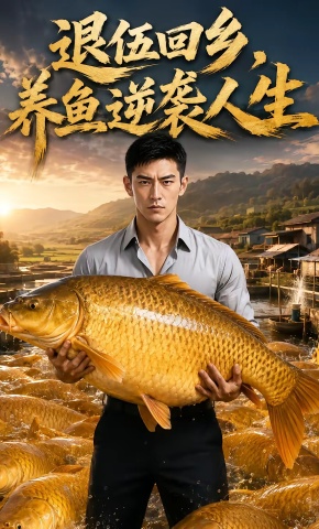 短剧《退伍回乡，养鱼逆袭人生》海报
