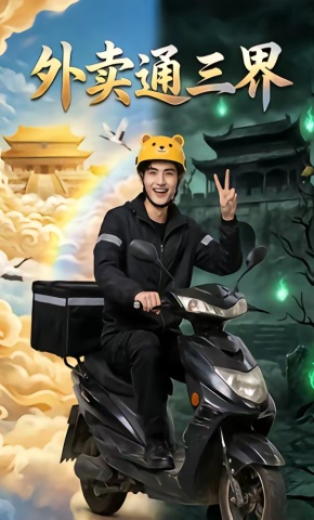 短剧《外卖通三界》海报