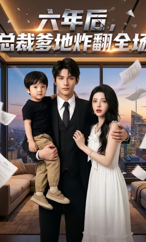 短剧《六年后，总裁爹地炸翻全场》海报