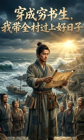 短剧《穿成穷书生，我带全村过上好日子》海报