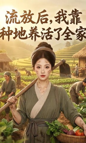 短剧《流放后，我靠种地养活了全家》海报