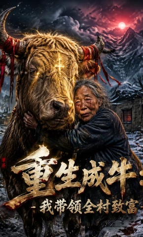 短剧《重生成牛：我带领全村致富》海报