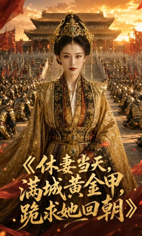 短剧《休妻当天，满城黄金甲，跪求她回朝》海报