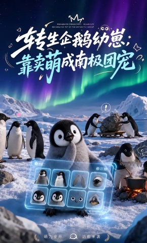 短剧《转生企鹅幼崽，靠卖萌成南极团宠》海报