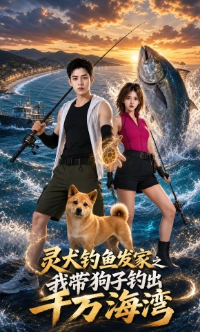 短剧《灵犬钓鱼发家之我带狗子钓出千万海湾》海报