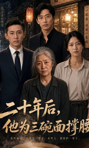短剧《二十年后，他为三碗面撑腰》海报