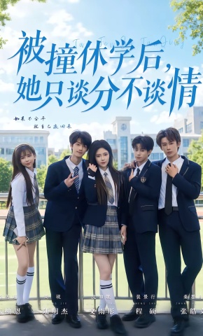 短剧《被撞休学后，她只谈分不谈情》海报